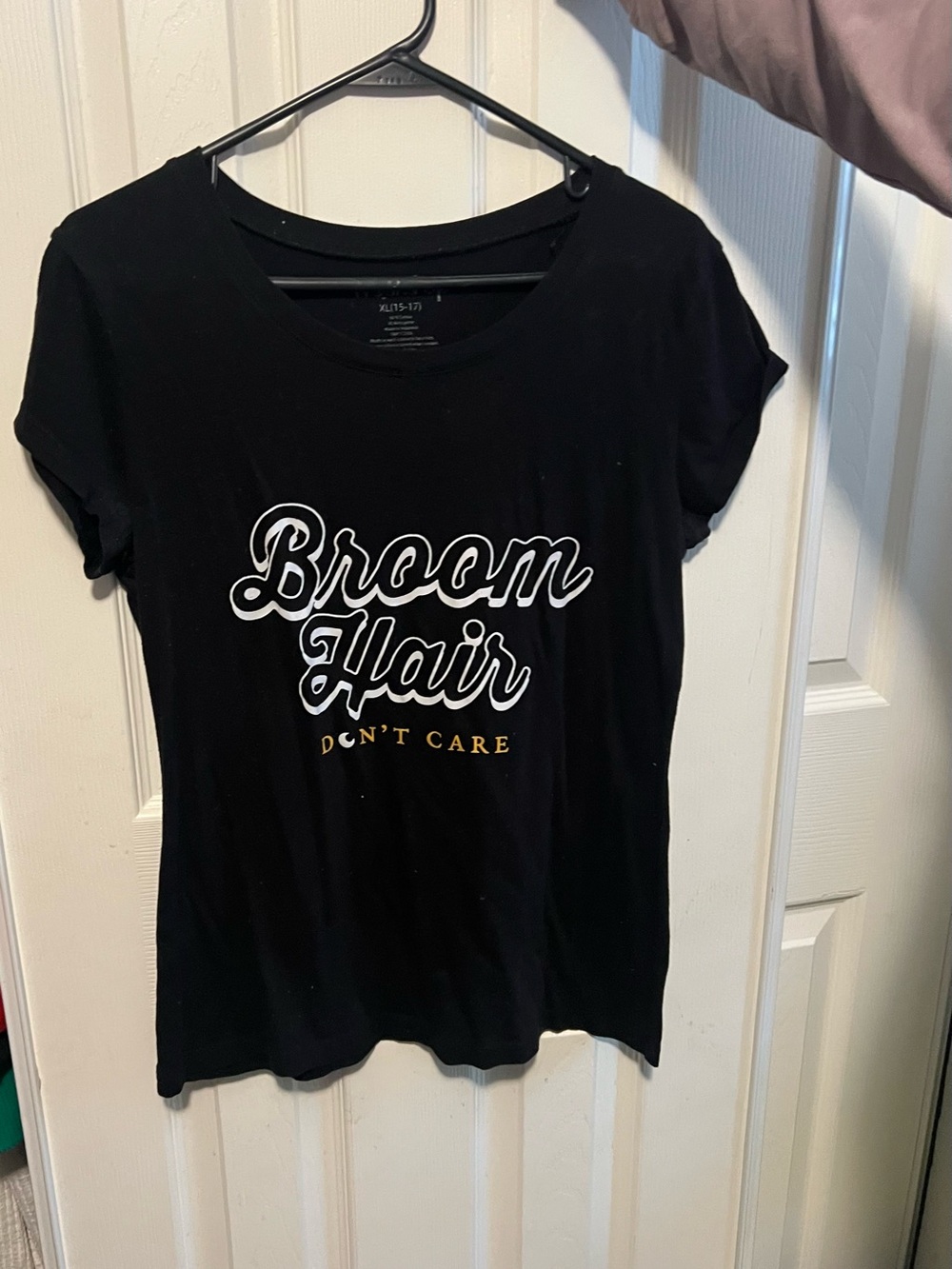 Wound Up Black Graphic Tee with White and Gold Print